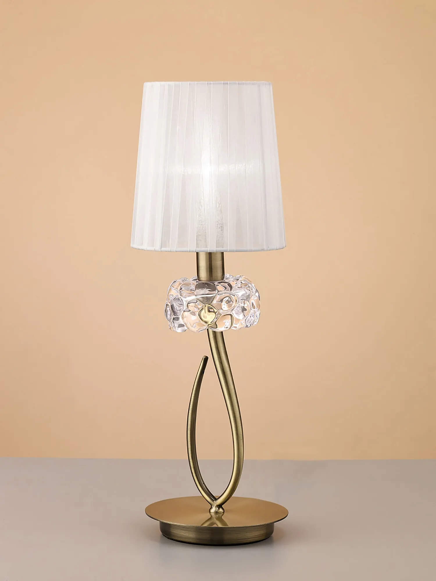 Loewe 47cm Table Lamp 1 Light Antique Brass M4637AB/WS  Mantra Loewe Antique Brass-White